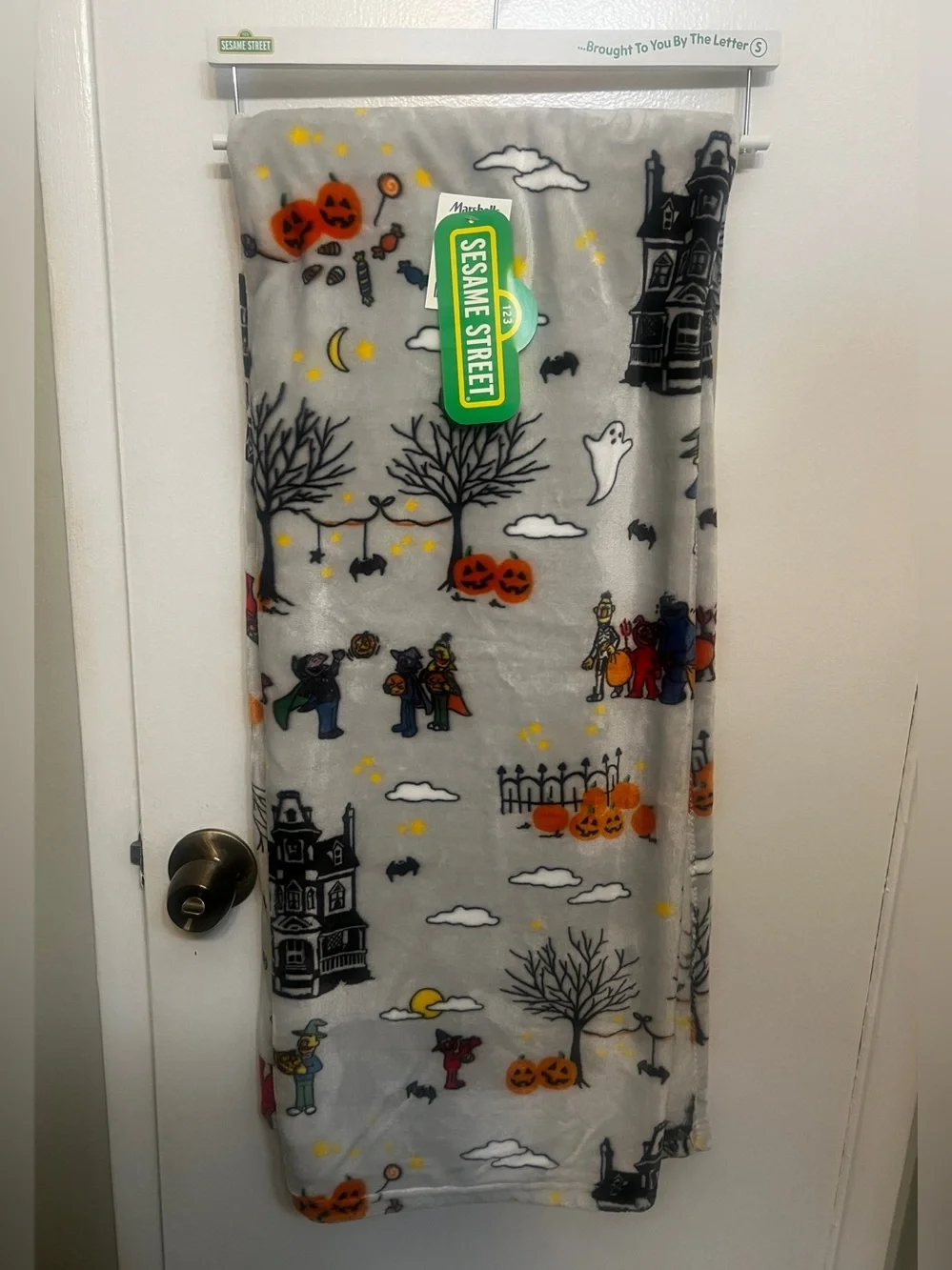 NEW Sesame Street Halloween Elmo Bert Ernie Count Gray Throw 50
